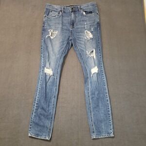 Empyre Verge Jeans Mens Size 32 Blue Stretch Distressed